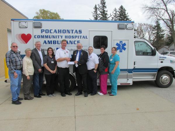 Eagles #3369 donated $1,000 to the PCH Ambulance Department